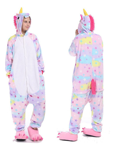 Pijama Entero De Plush Abrigado P/ Adultos Diseño Unicornio