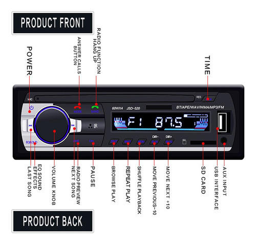 Ac 1 Din Reproductor De Radio For Coche Con Radio Fm