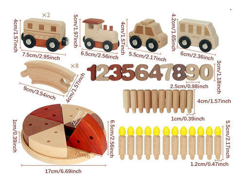Juego De Comida De Tren De Madera Para Tartas De