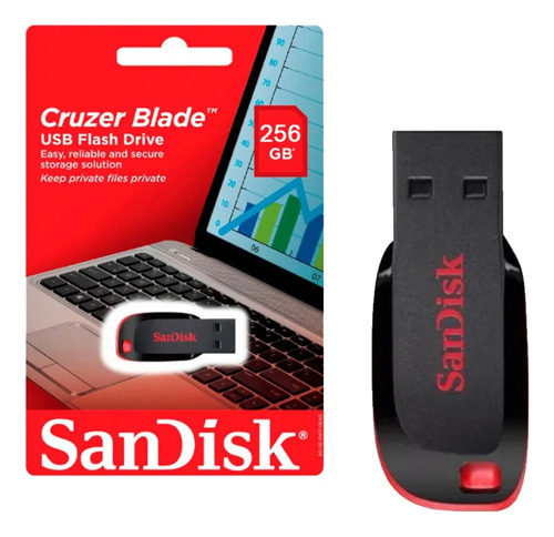 Pendrive Sandisk Cruzer Blade 256gb 2.0 Negro Y Rojo Negro Cruze Blade