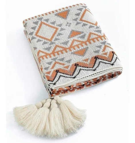 Manta Decorativa Tejida Para Sillon Piecera Cama Bohemia