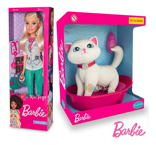 Linda Barbie Veterinária Boneca Gata Blissa Menina Brincar