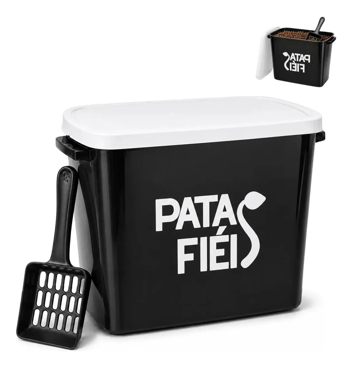 Container Pote Porta Ração 15kg Preto Vedado Antiformiga Patas Fiéis