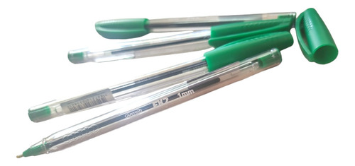 Lápiz Pasta Punta Media 1.0mm Verde Cristal Artel 4 Unidades Exterior Transparente