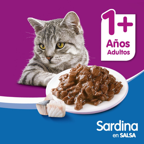 Imagen 5 de 7 de Whiskas Alimento Húmedo Gato Sardina Salsa Sobre X1un
