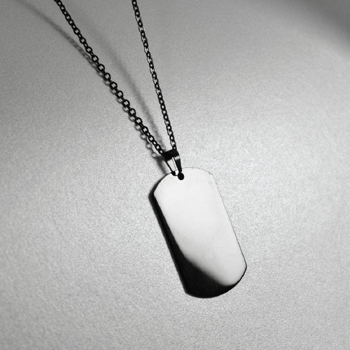 Placa Negra Estilo Militar Acero Inoxidable, Collar Cadena .