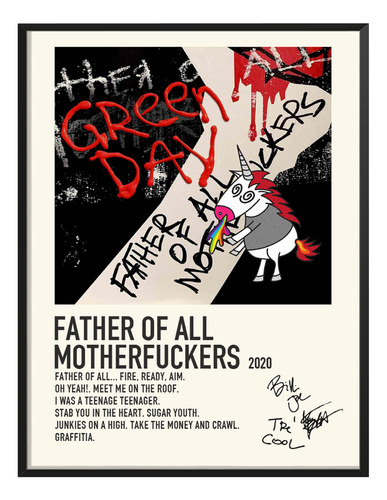 Poster Green Day Album Music Tracklist Father Of All 45x30