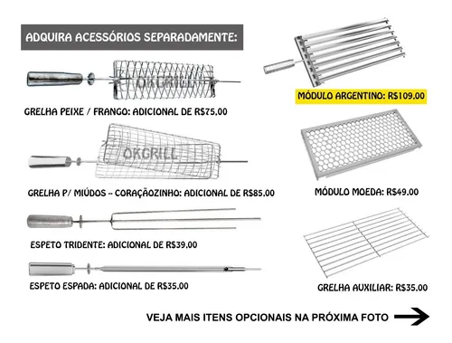ESPETO ESPADA P/ CHURRASQUEIRAS GIRATÓRIAS 4/5/6 ESPETOS