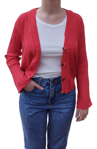 Saco Botón Cardigan Sweater De Mujer Bremer Elastizado