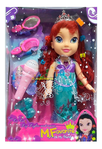 Muñeca Princesa Ariel Sirena Luces Niña Sonido + Baterias