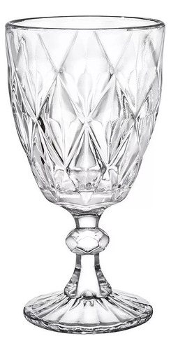 6 Pzs Copa De Vino Cristal De Agua Grabado Vidriera Vintage Color Transparente