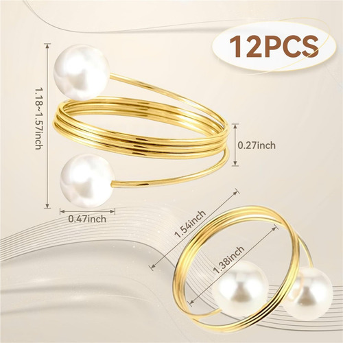 Juego De 12 Servilleteros Perlas, Anillos Para Servilletas