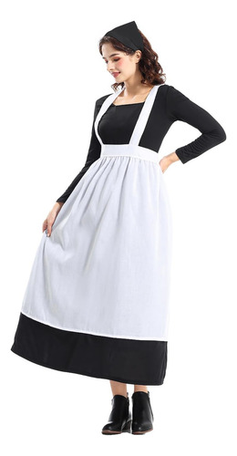 Disfraz De Sirvienta De Temporada Para Mujer, Vestido Largo