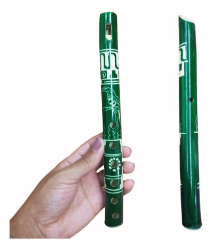 Flauta De Bambu Peruana Colorida Madeira