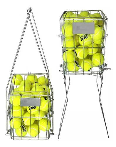 Canasto Recolector De 50 Pelotas De Tenis Acero Inoxidable