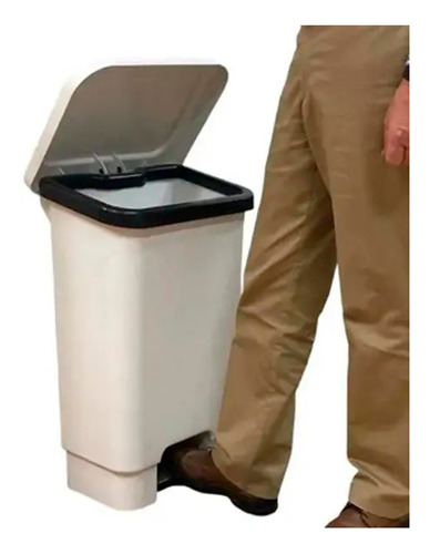 Lixeira Com Pedal Cesto 50 Litros Branca Resistente Anvisa