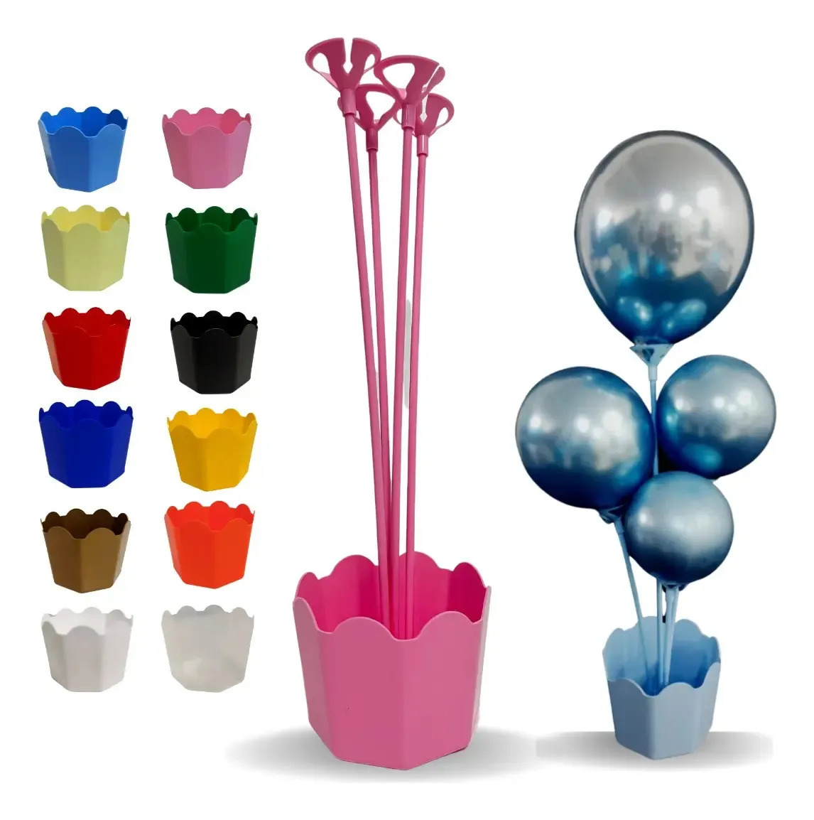 Cachepô Com Pega Balão Kit 5 Unidades Cor Amarelo