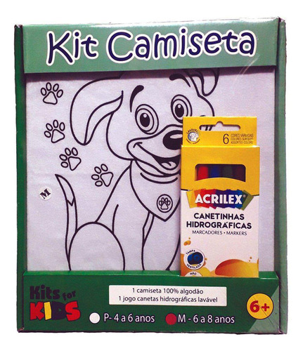 Kit Pintura Em Camiseta Cachorro - Tamanho M De 6 A 8 Anos