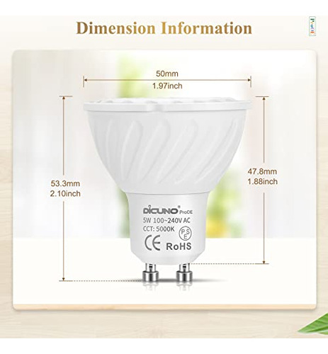 Bombilla Led Gu10 Con Protección Ocular Dicuno Prooe, Alto B