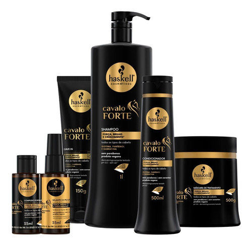 Kit Haskell Cavalo Forte Sh 1l Cond Masc 500 6 Itens