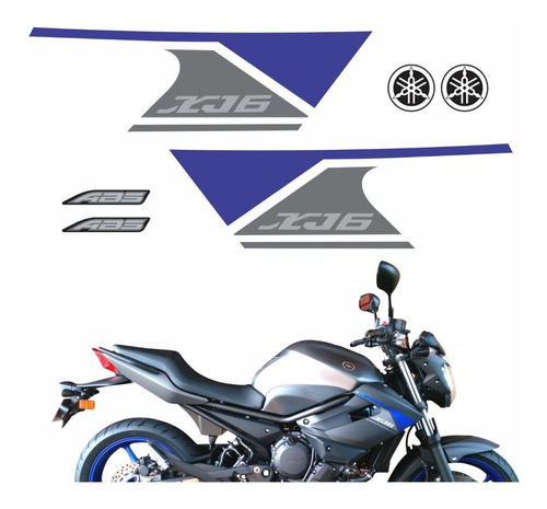 Kit Adesivo Para Yamaha Xj6n 2013 14180 Cor Cinza/AZUL