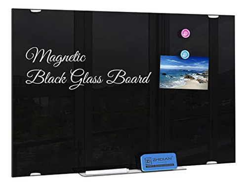 Black Dry Erase Board Magnetic Glass Board, 24x18  Temp...