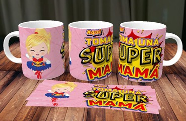 Taza De Ceramica Aquí Toma Una Super Mama Mod 6