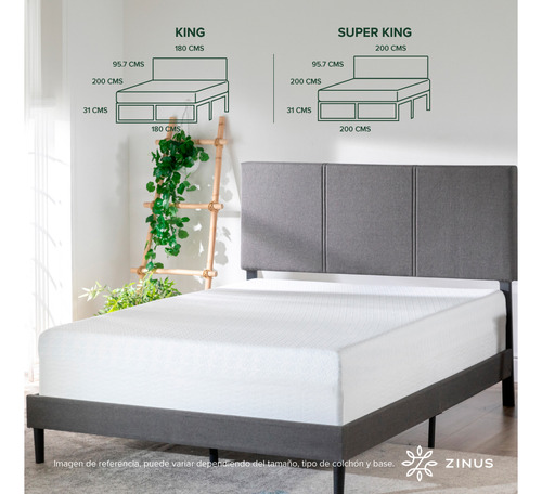 Cama Cambril Zinus Colchón Espuma 2 Plazas Long 30cms Color Negro