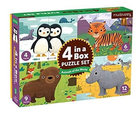 Mudpuppy Animals Of The World 4-in-a-box 3840r