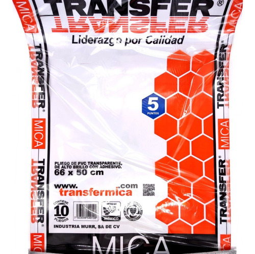 Mica Adherible Pvc Transfer 66x50 Cm 50 Pliegos