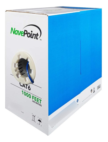 Navepoint Cat6 Cca 1000 Pie Azul Cable Ethernet Solido 4 Par