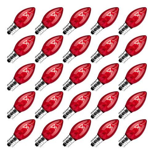 25 Bombillas De Repuesto C7 Para Luces De Navidad Con Base