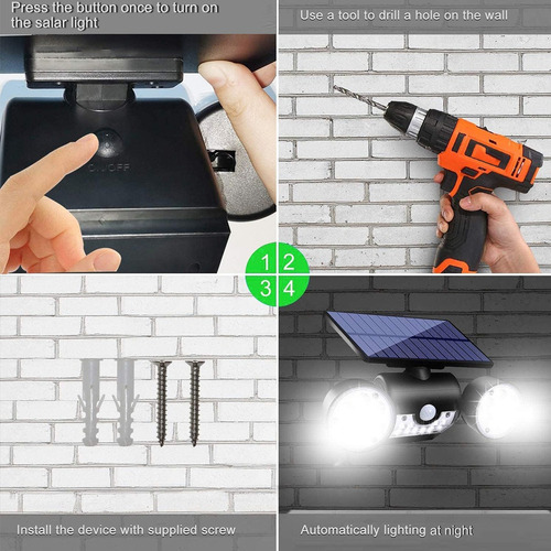 Luces De Pared Solares Con Sensor De Movimiento, Focos Led