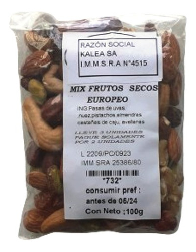  Mix Frutos Secos Europeo 100 G Lleve 3 Pague Solo 2