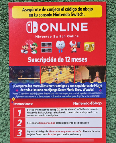 Suscripcion Switch Online 12 Meses Nuevos Usuarios (Usado)
