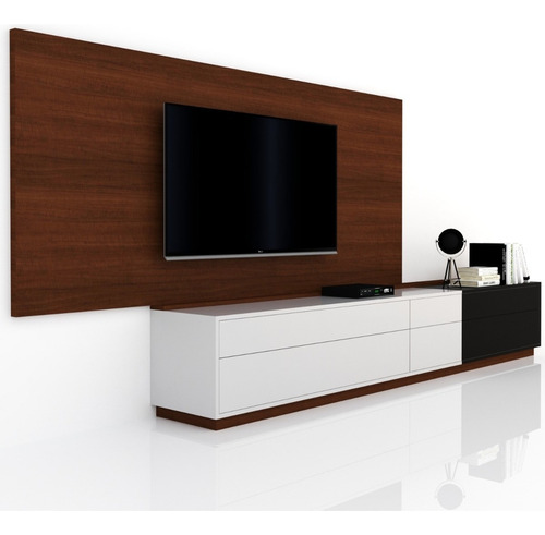 Modular Centro De Entretenimientos Mesa Lcd Led Rack Moderno Color Negro