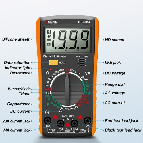 Multitester Multímetro Tester Digital Lcd Dt9205a