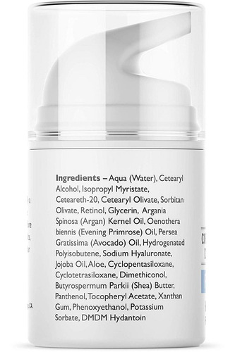 Imagen 5 de 6 de Crema Moisturizer Retinol Acido Hialuronico Argan Oil Usa