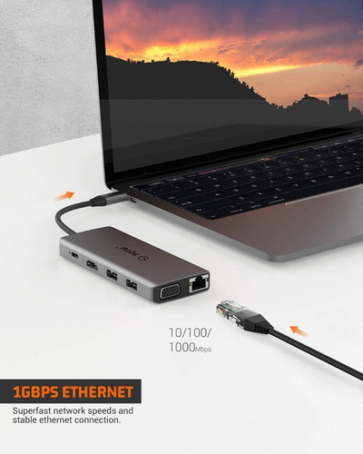 Adaptador Hub Totu 11en1 Usb C Hdmi Vga Red Para Chromebook