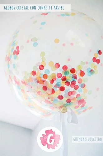 Globos Transparente Cristal C/ Confetti Personalizado Helio