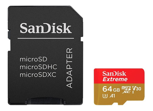 Imagen 1 de 10 de Micro Sd 64gb Sandisk Extreme A1 4k Ultra Hd Gopro Dron 