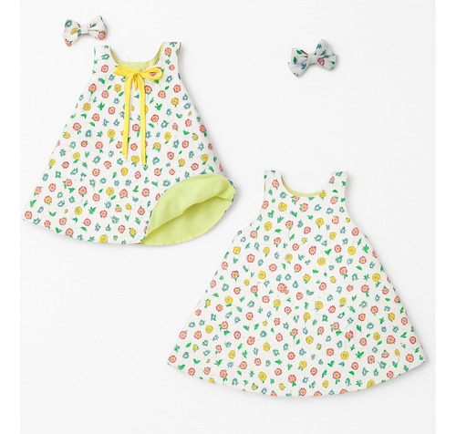 Vestido Infantil Dupla Face 2 Em 1 Com Lacinho