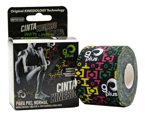 Imagen 2 de 6 de Paquete De 6 Cintas Kinesiológicas Negras Diseño Go Plus 5m