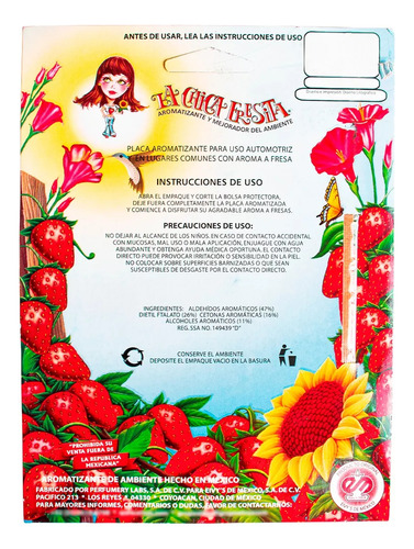 Aromatizante Chica Fresa La Chica Fresita 1 Pz Placa Colgant