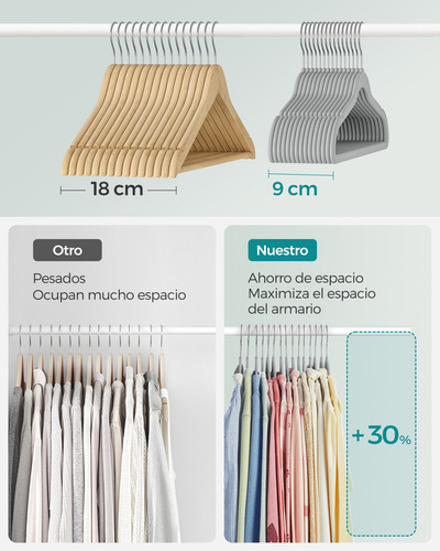 Perchas Juego De 50 Perchas Terciopelo Con Ganchos
