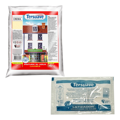 Pintura En Polvo - Cal Lavable Crema 4kg + Latizador 0.25lt Crema Mate