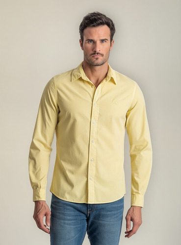 Camisa Para Hombre Manga Larga Oxford Casual Unicolor