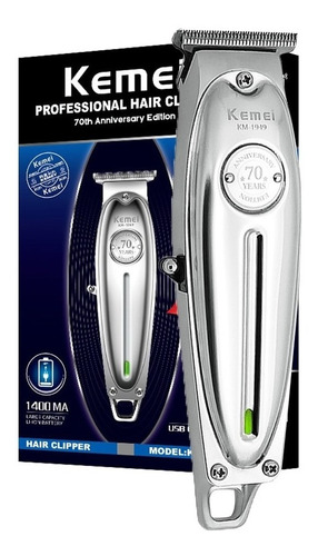 Recortador Trimmer Barba Profesional Kemei Patillera 70 Años Color Plateado 110V/240V