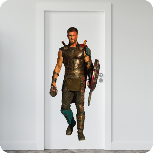 Vinilo Pared Puerta Vengadores Cuerpo Completo Thor