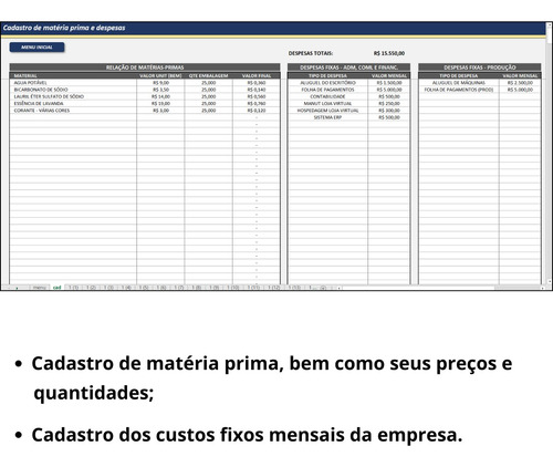 Planilha Precificação E Cálculo De Custos Produtos
